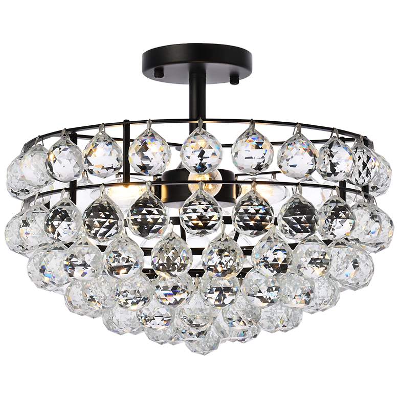 Image 2 Elegant Lighting Savannah 16" Black Frame Crystal Glass Ceiling Light
