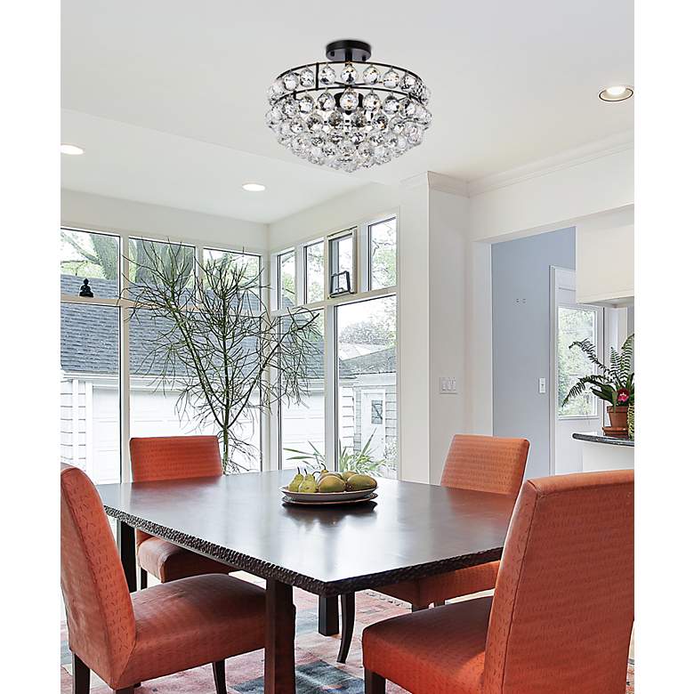 Image 3 Elegant Lighting Savannah 16" Black Frame Crystal Glass Ceiling Light more views