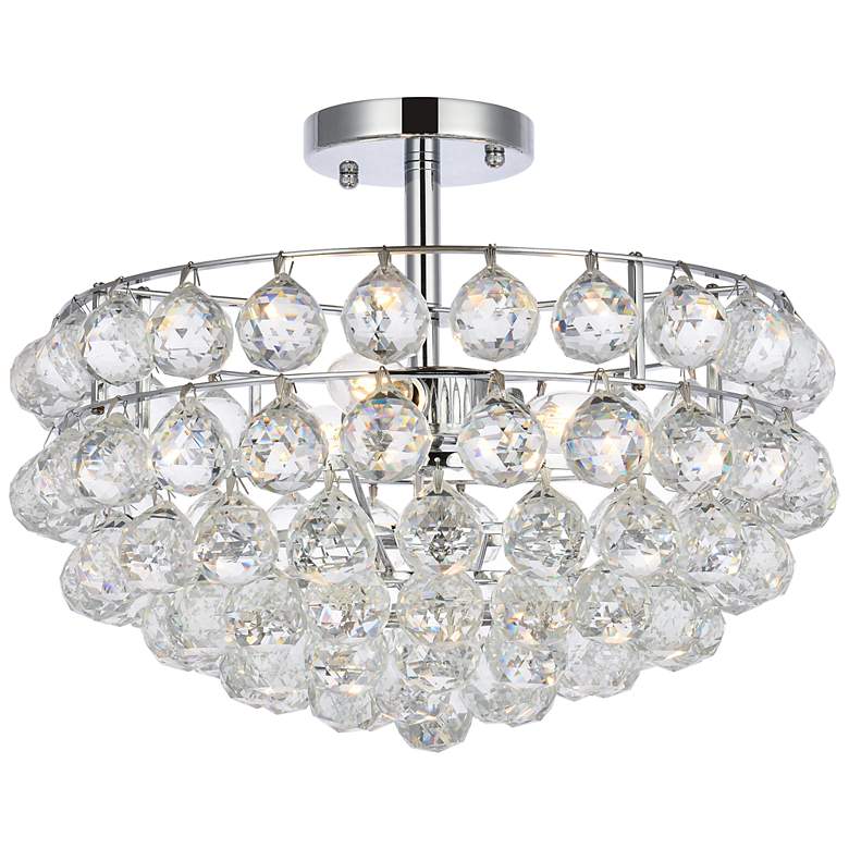 Image 2 Elegant Lighting Savannah 16" Chrome and Crystal Glass Ceiling Light