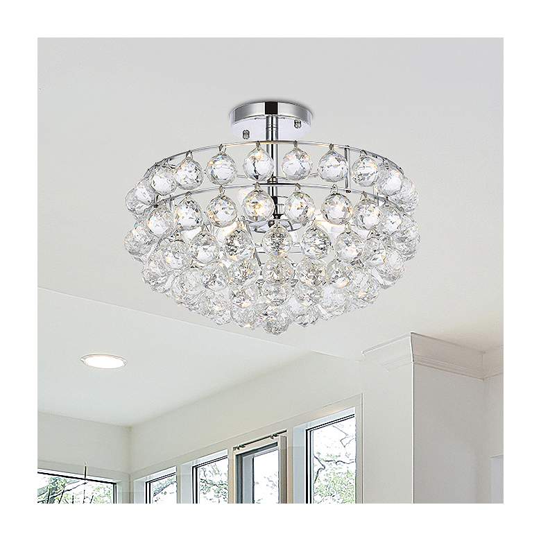 Image 1 Elegant Lighting Savannah 16" Chrome and Crystal Glass Ceiling Light