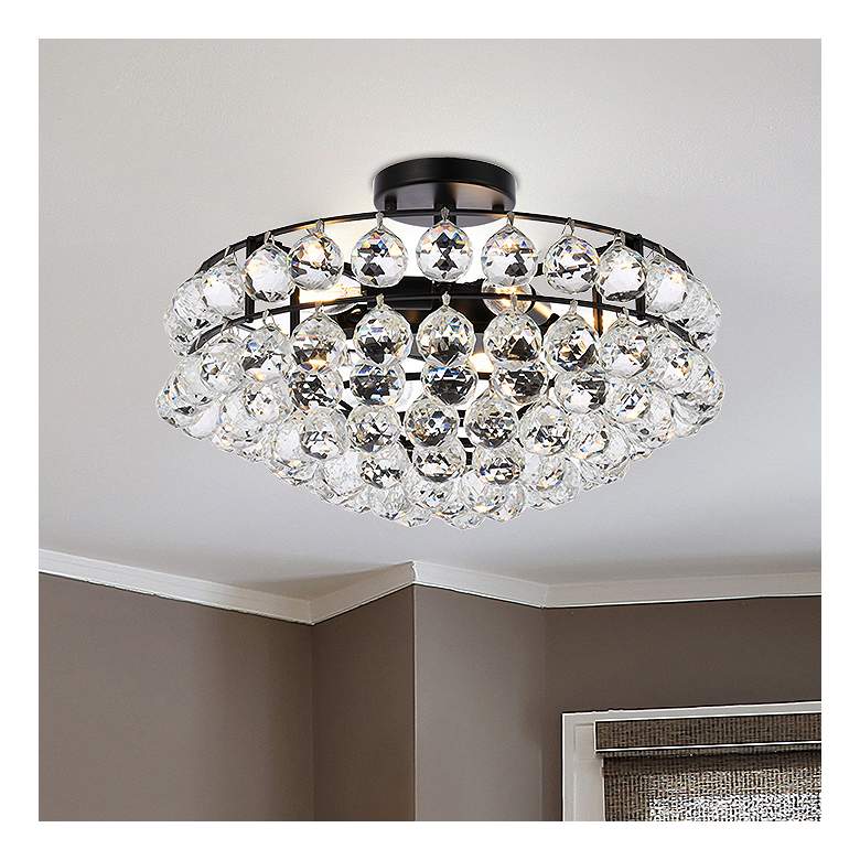 Image 2 Elegant Lighting Savannah 18" Black Finish Crystal Ceiling Light