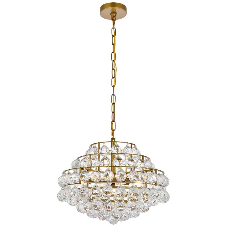 Image 2 Elegant Lighting Savannah 18" Wide Brass and Crystal Modern Pendant