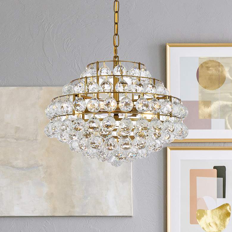 Image 1 Elegant Lighting Savannah 18" Wide Brass and Crystal Modern Pendant