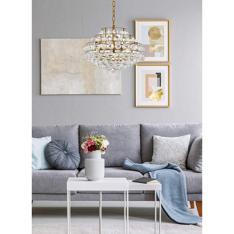 Image 3 Elegant Lighting Savannah 18" Wide Brass and Crystal Modern Pendant more views