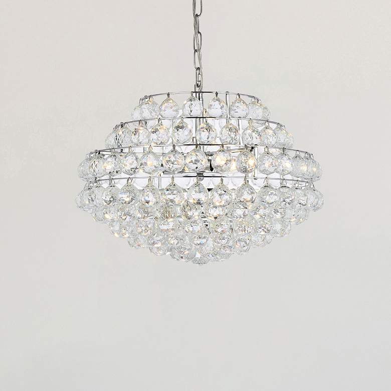 Image 1 Elegant Lighting Savannah 20" Wide Chrome and Crystal Pendant Light