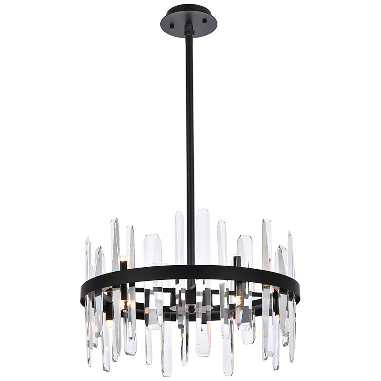 Image 2 Elegant Lighting Serena 20" Black and Clear Crystal 10-Light Pendant