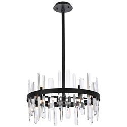 Elegant Lighting Serena 20" Black and Clear Crystal 10-Light Pendant