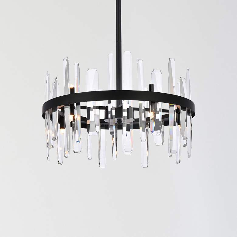 Image 1 Elegant Lighting Serena 20" Black and Clear Crystal 10-Light Pendant