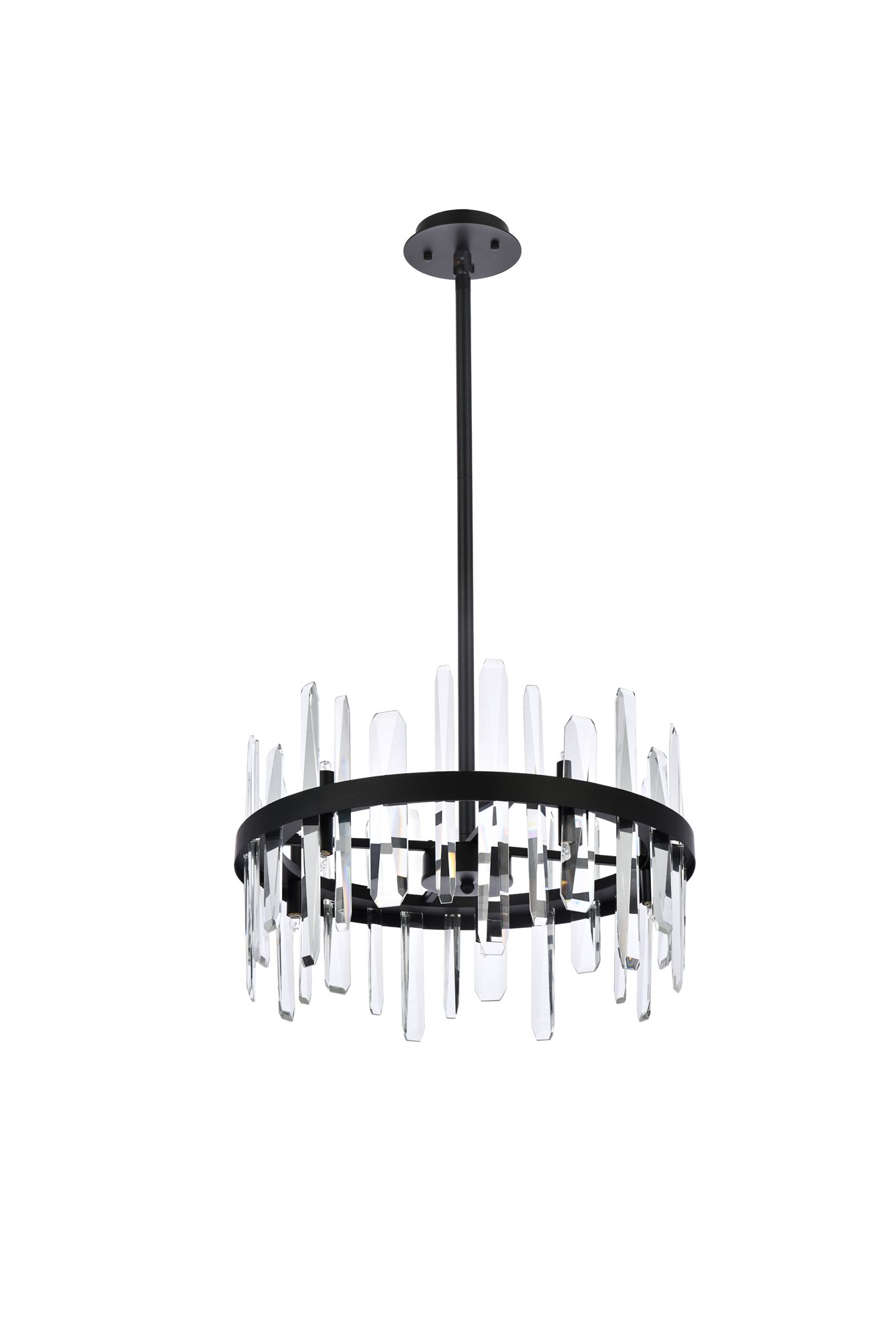 Elegant Lighting Serena 20" Black and Clear Crystal 10-Light Pendant