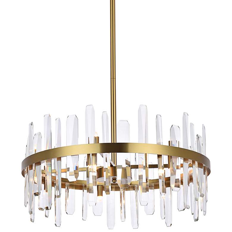 Image 2 Elegant Lighting Serena 25" Satin Gold and Crystal Round Pendant