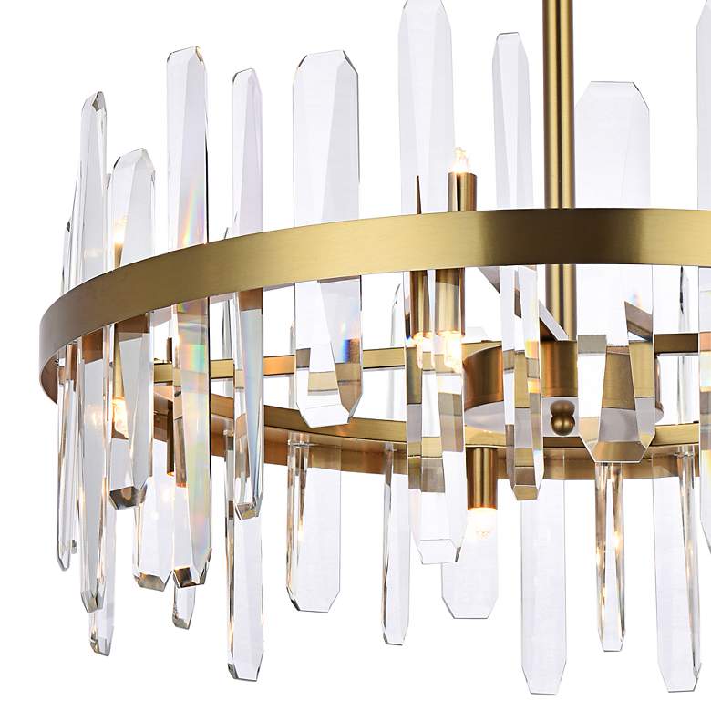 Image 3 Elegant Lighting Serena 25" Satin Gold and Crystal Round Pendant more views