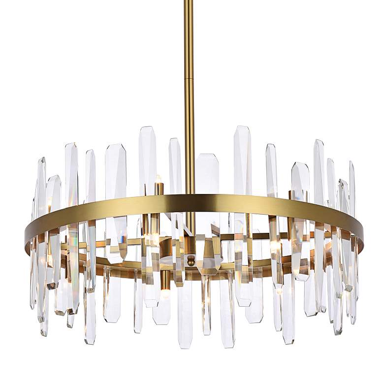 Image 4 Elegant Lighting Serena 25" Satin Gold and Crystal Round Pendant more views