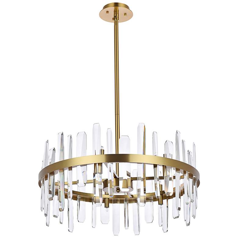 Image 5 Elegant Lighting Serena 25" Satin Gold and Crystal Round Pendant more views