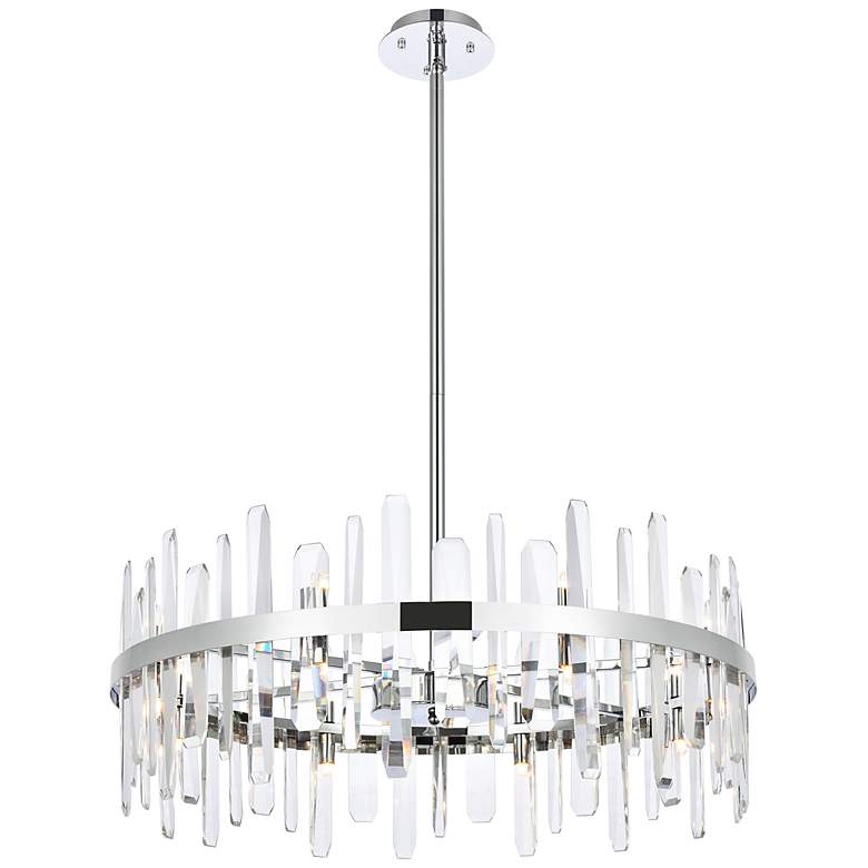 Image 2 Elegant Lighting Serena 32" Wide Chrome Clear Crystal 16-Light Pendant