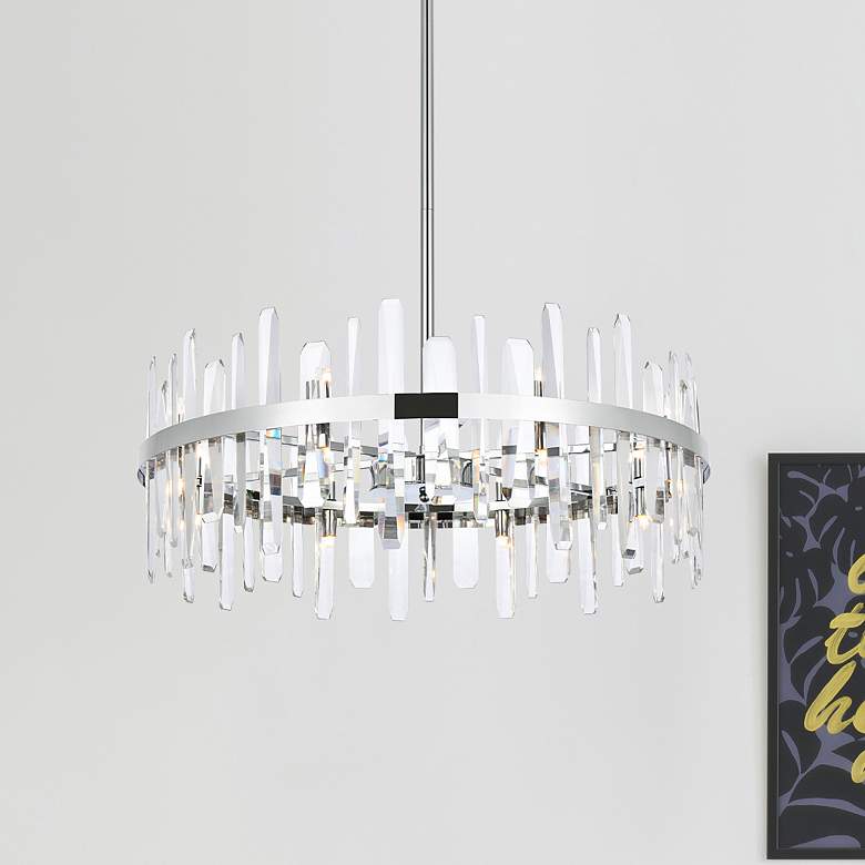Image 1 Elegant Lighting Serena 32" Wide Chrome Clear Crystal 16-Light Pendant