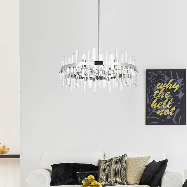 Image 3 Elegant Lighting Serena 32" Wide Chrome Clear Crystal 16-Light Pendant more views