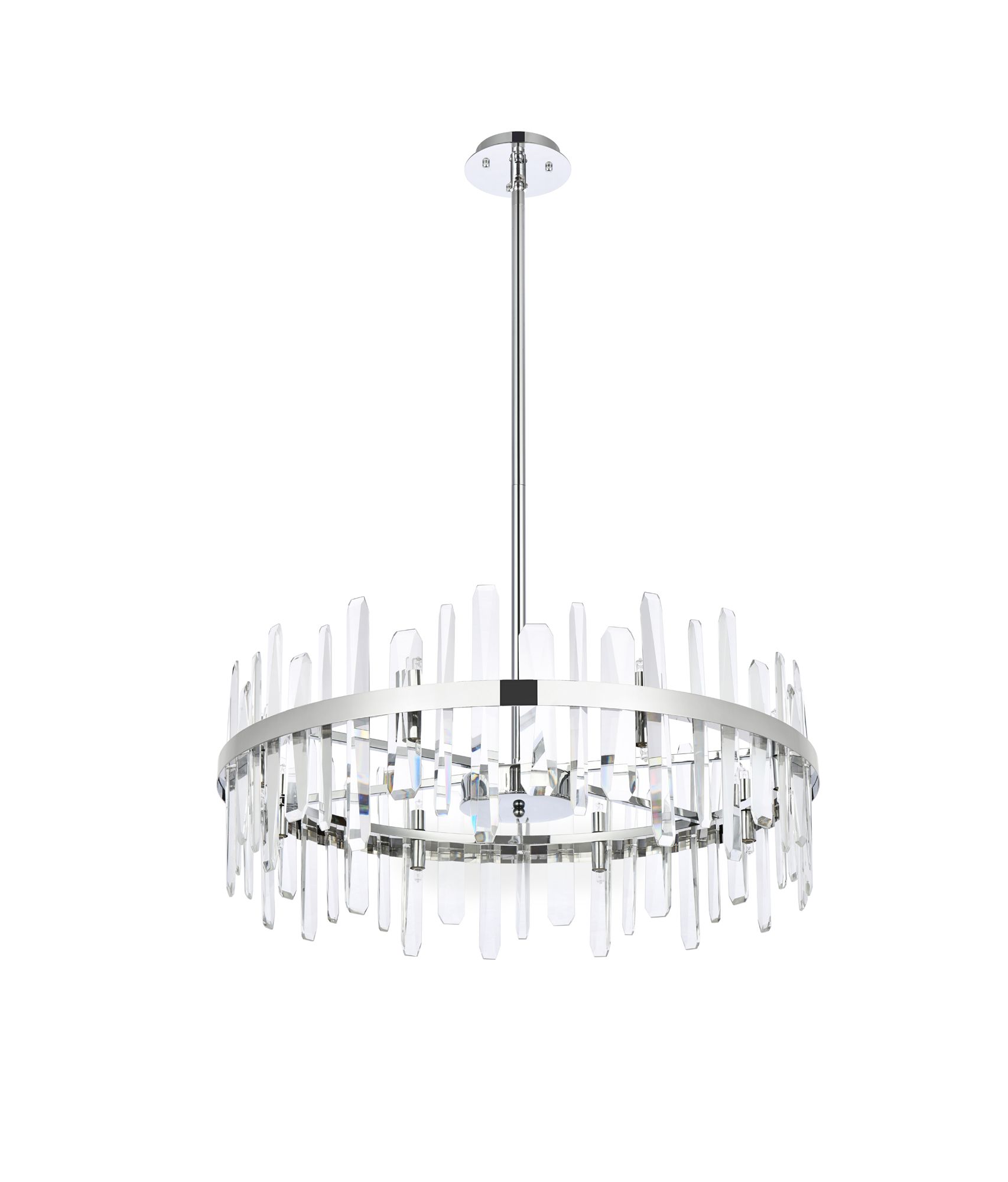 Elegant Lighting Serena 32" Wide Chrome Clear Crystal 16-Light Pendant