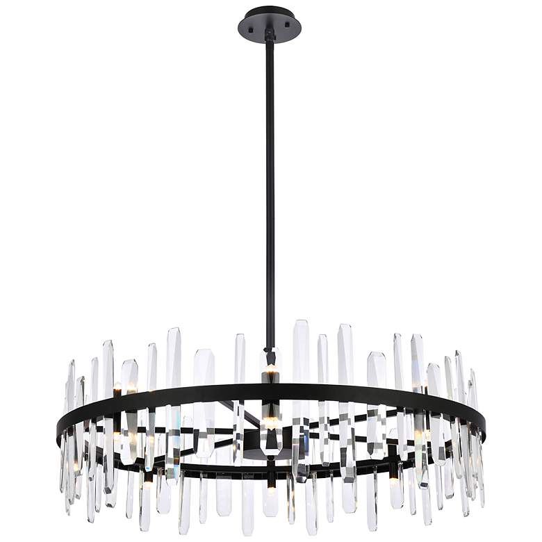 Image 2 Elegant Lighting Serena 36" Black and Crystal Round Chandelier