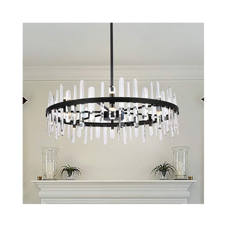 Image 1 Elegant Lighting Serena 36" Black and Crystal Round Chandelier