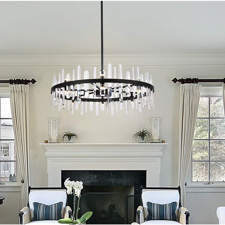 Image 3 Elegant Lighting Serena 36" Black and Crystal Round Chandelier more views