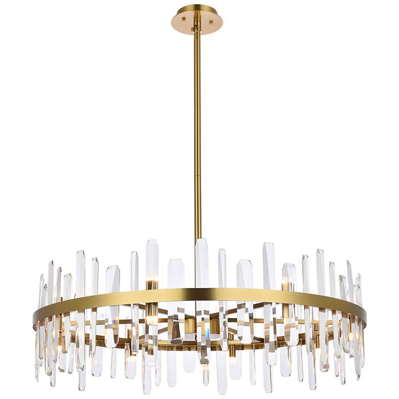 Image 2 Elegant Lighting Serena 36" Gold and Crystal 16-Light Round Chandelier