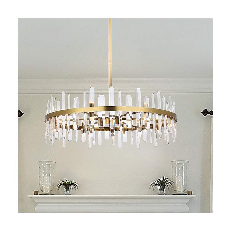 Image 1 Elegant Lighting Serena 36" Gold and Crystal 16-Light Round Chandelier