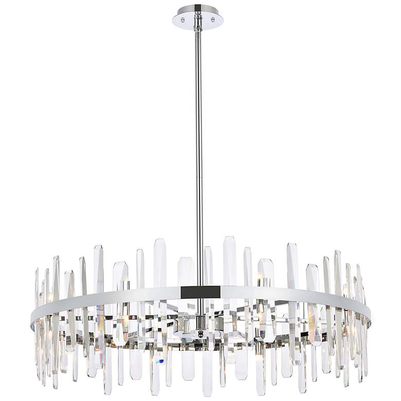 Image 2 Elegant Lighting Serena 36" Modern Chrome Crystal Round Chandelier