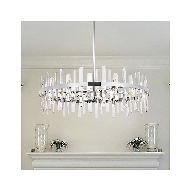 Image 1 Elegant Lighting Serena 36" Modern Chrome Crystal Round Chandelier