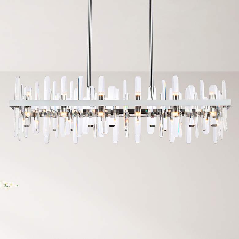 Image 2 Elegant Lighting Serena 42" Chrome and Crystal Linear Chandelier