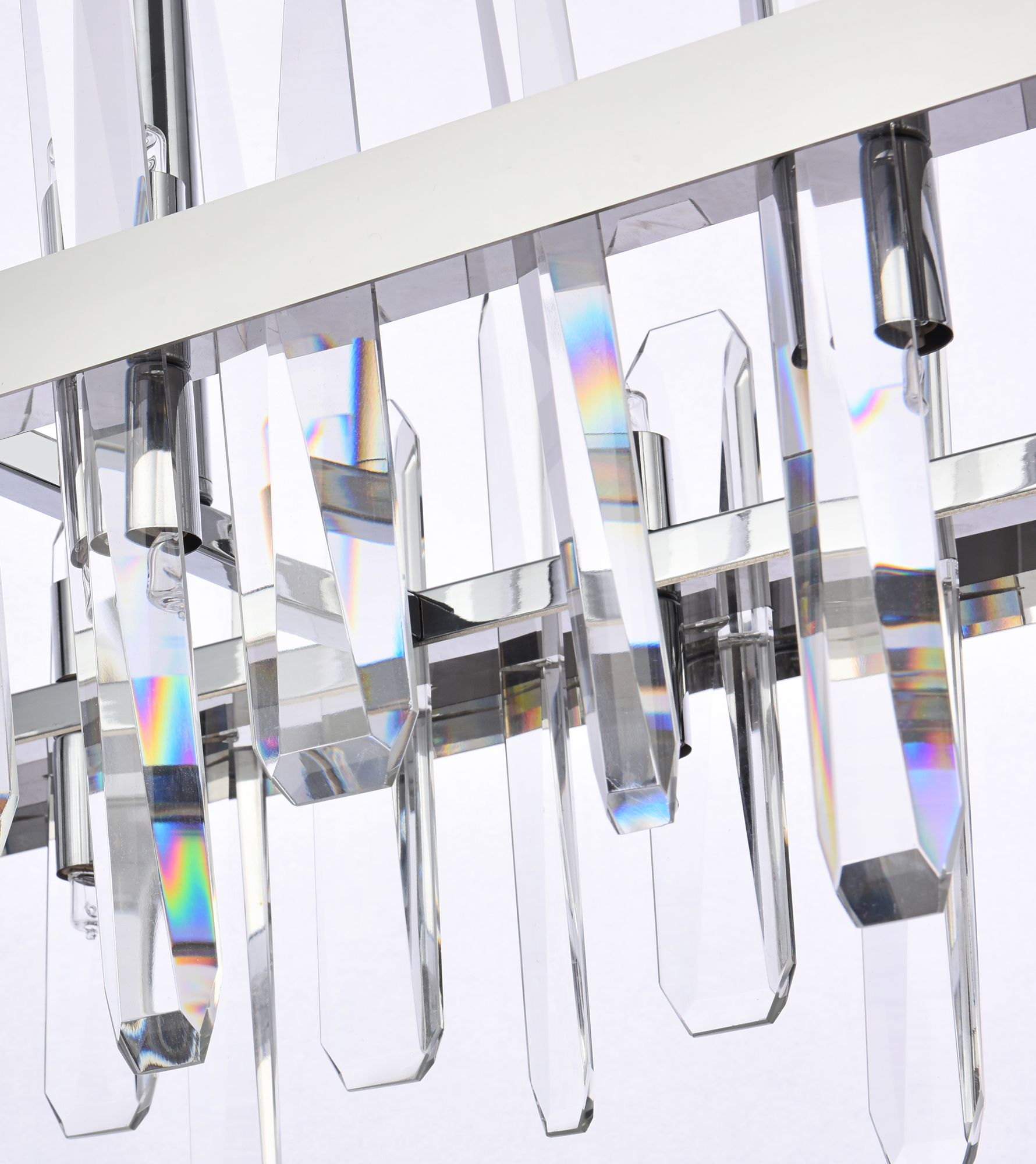 Elegant Lighting Serena 42" Chrome and Crystal Linear Chandelier in scene