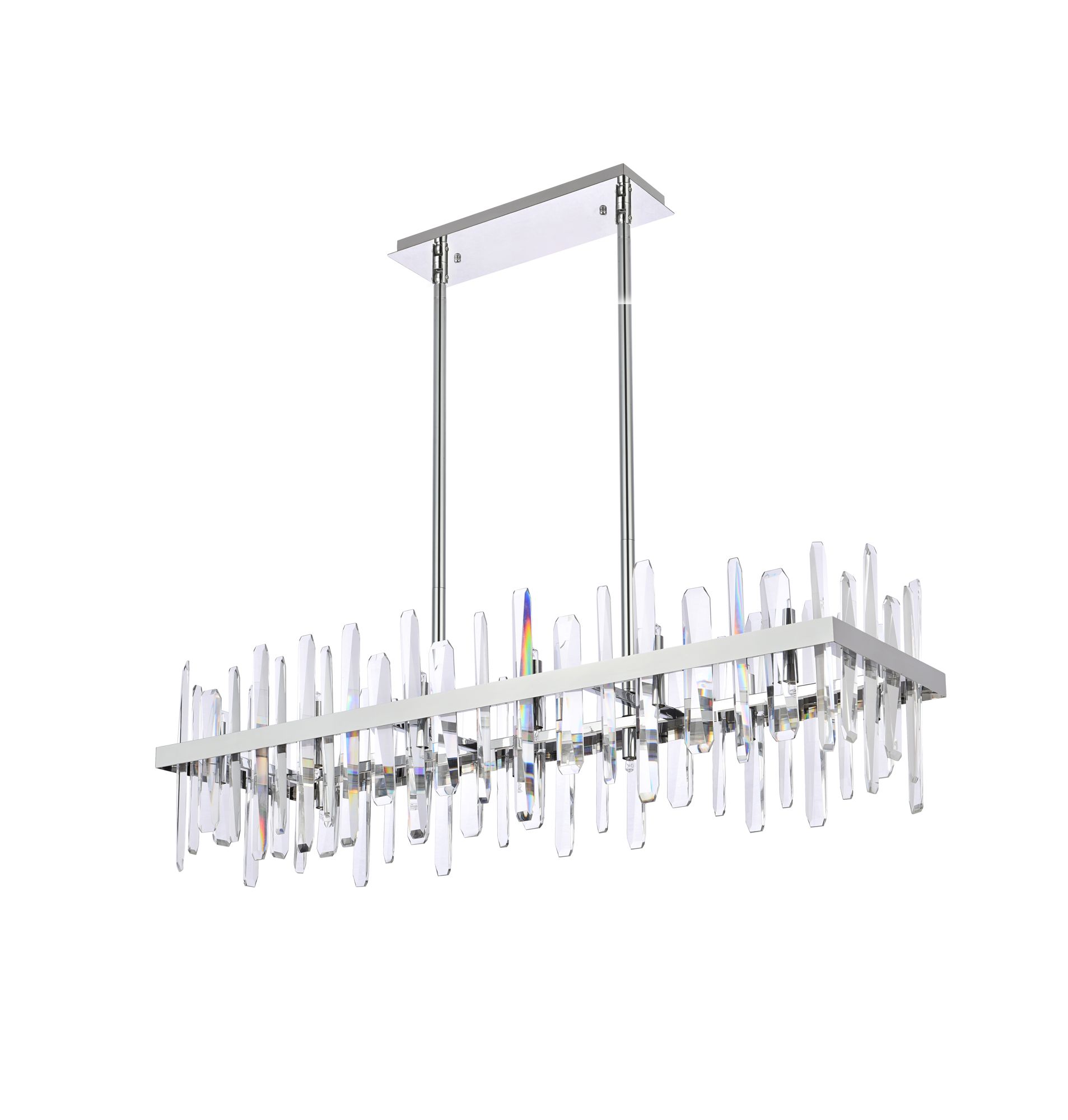Elegant Lighting Serena 42" Chrome and Crystal Linear Chandelier in scene
