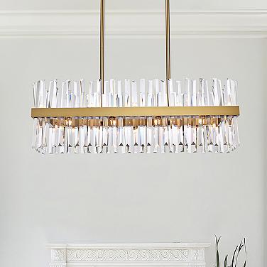 Elegant Lighting Serephina 36" Gold and Crystal Linear Chandelier