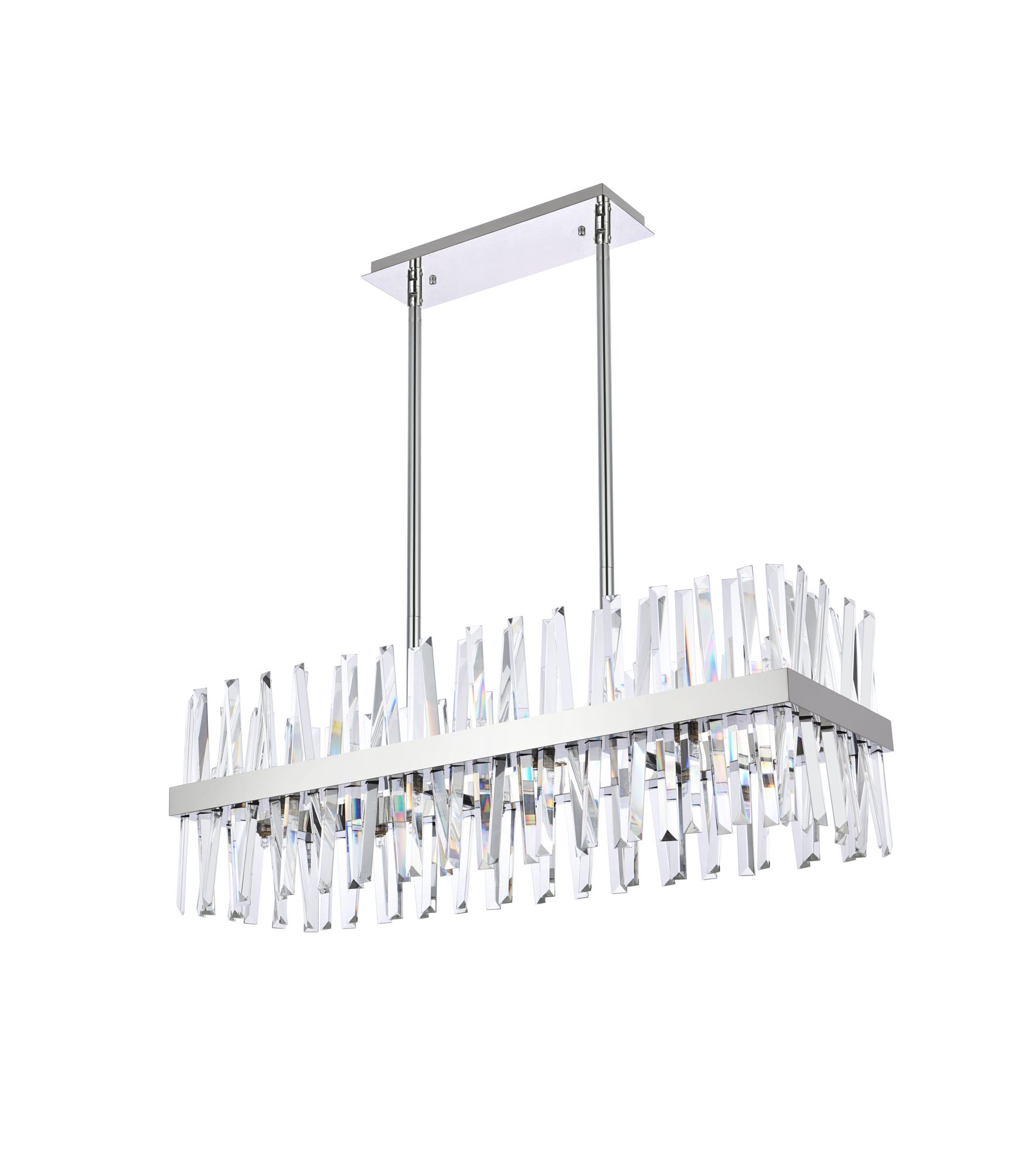 Elegant Lighting Serephina 36" Crystal Rectangle Linear Chandelier in scene