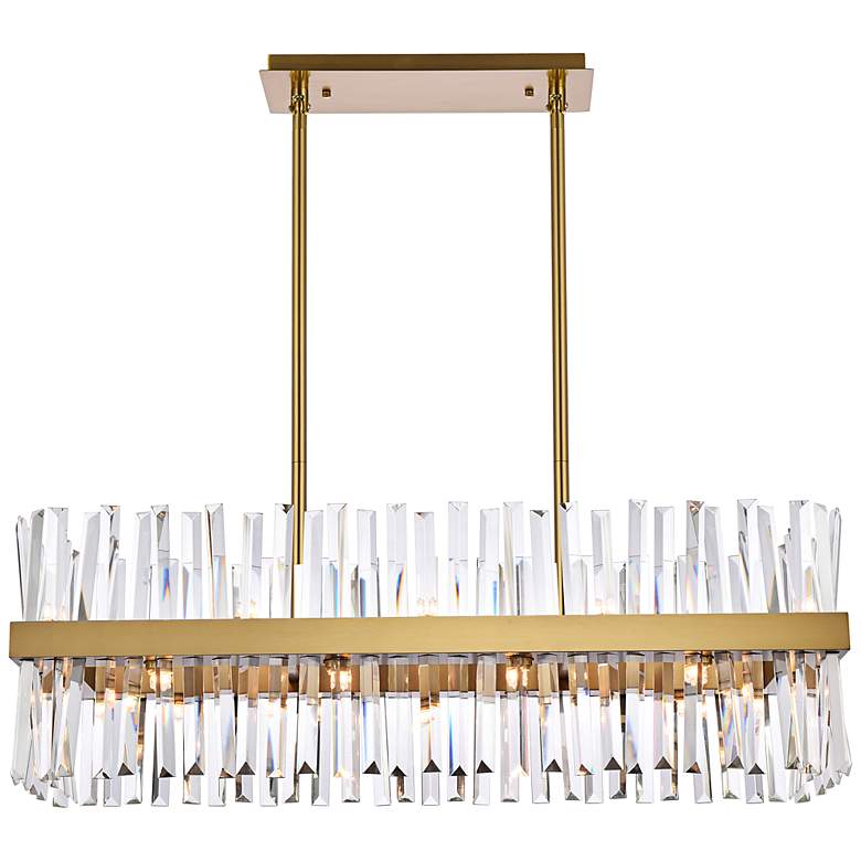 Image 3 Elegant Lighting Serephina 36" Gold and Crystal Linear Chandelier
