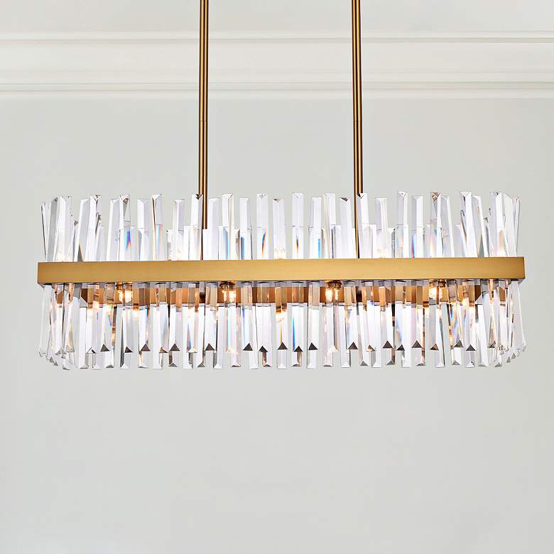 Image 2 Elegant Lighting Serephina 36" Gold and Crystal Linear Chandelier
