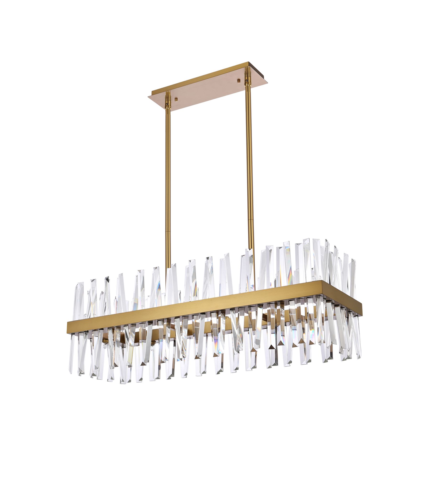 Elegant Lighting Serephina 36" Gold and Crystal Linear Chandelier in scene