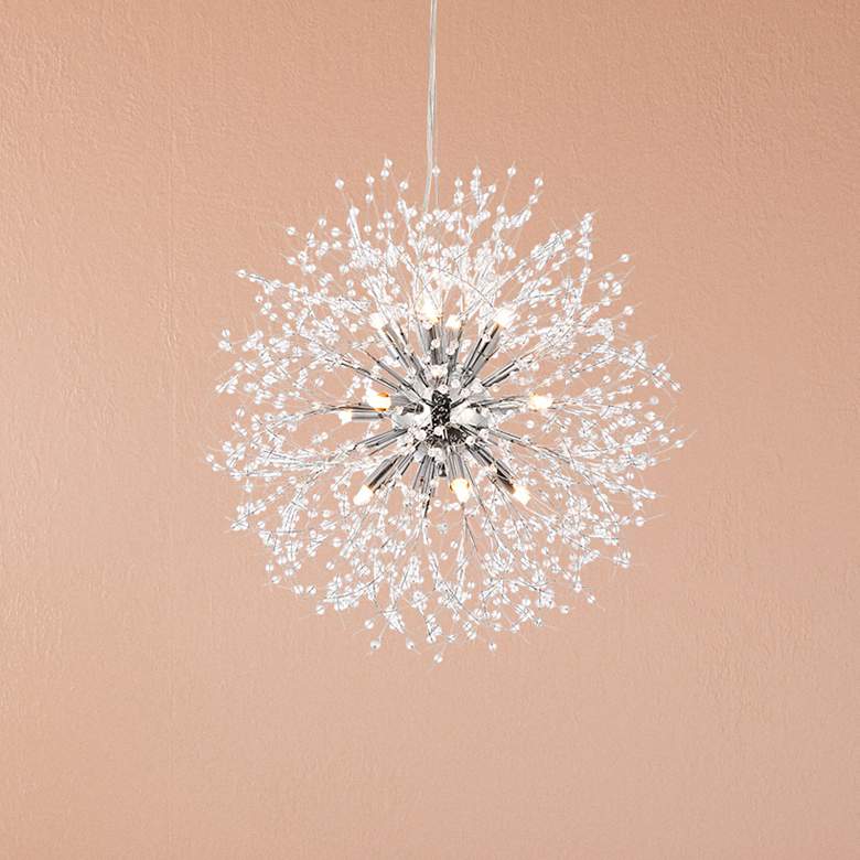 Image 1 Elegant Lighting Solace 23 1.2" Wide 12-Light Chrome Starburst Pendant
