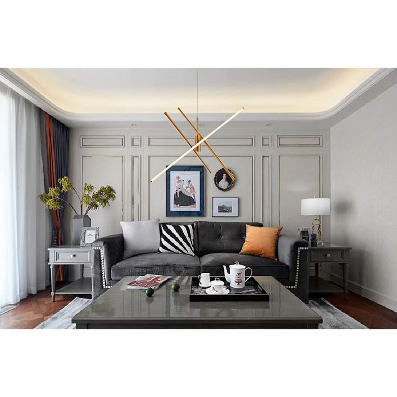 Image 2 Elegant Lighting Sonya 43.5" Wide 3-Light Gold Arm Modern Pendant more views