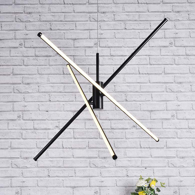 Image 2 Elegant Lighting Sonya 43 1/2" Wide 3-Light Modern Linear Arm Pendant