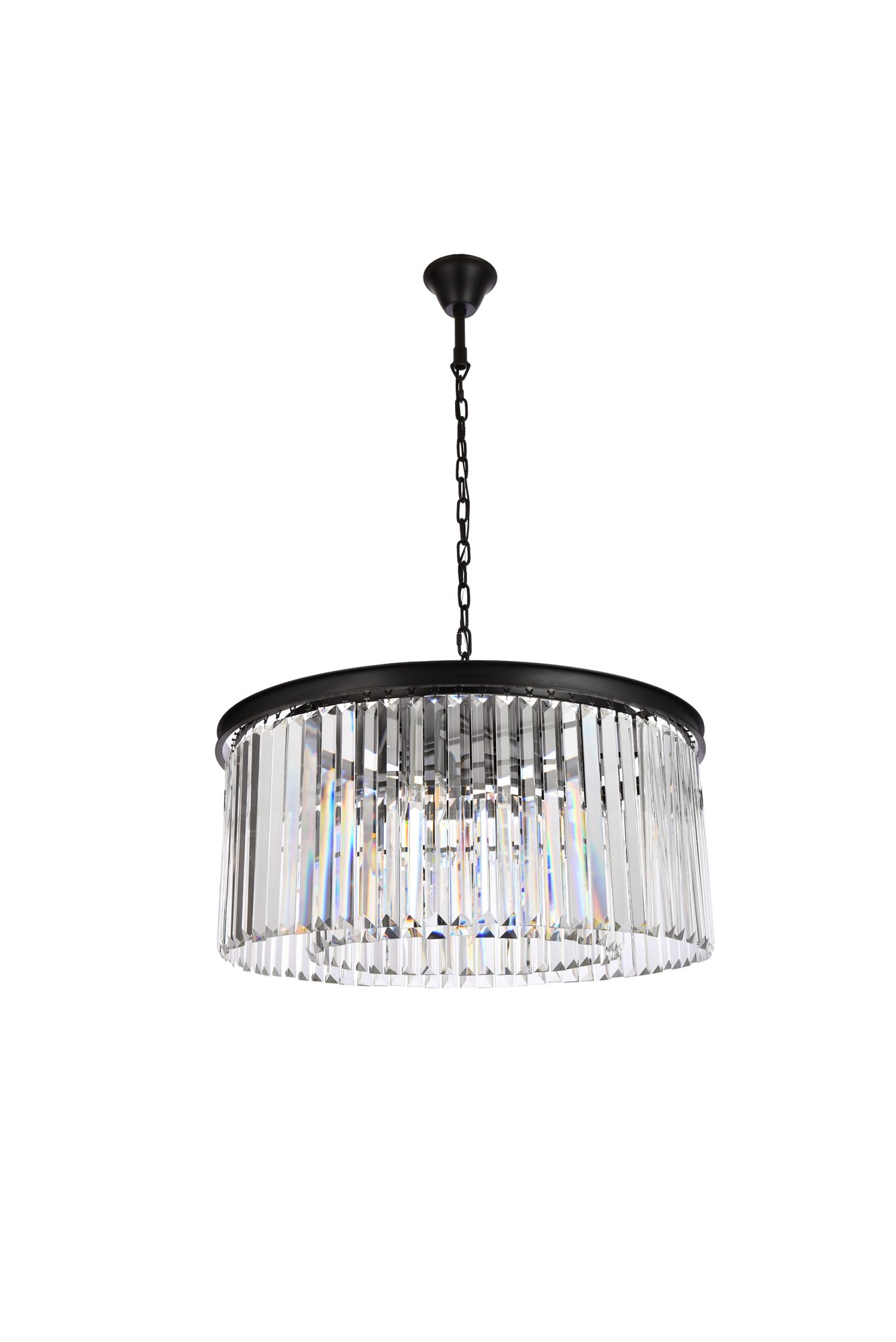 Elegant Lighting Sydney 31 1/2" Matte Black Clear Crystal Chandelier