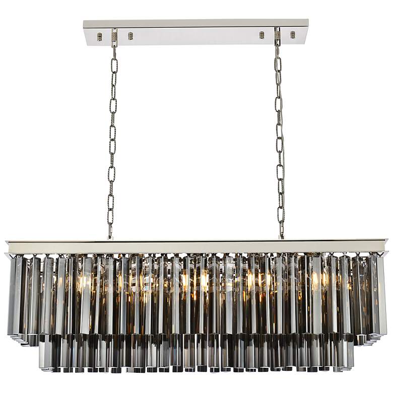 Image 2 Elegant Lighting Sydney 40" Nickel 12-Light Crystal Linear Chandelier