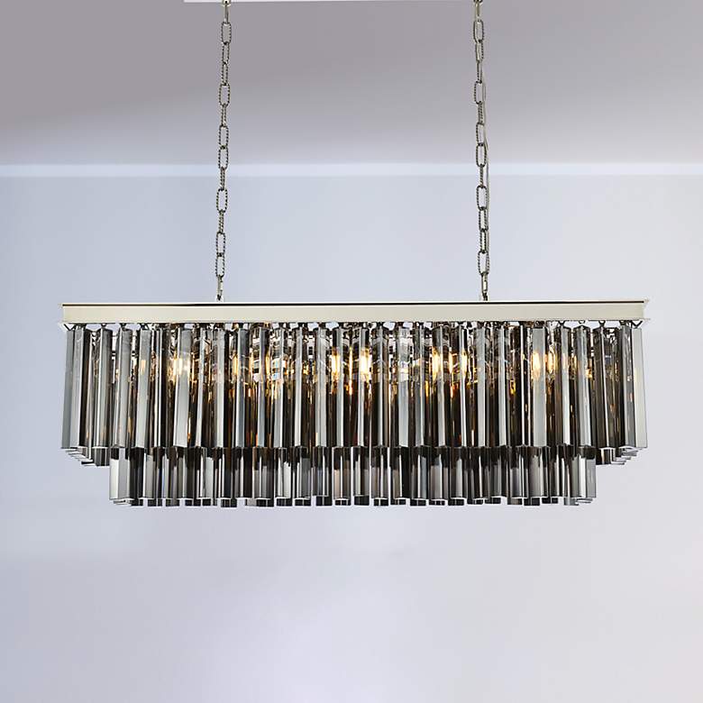 Image 1 Elegant Lighting Sydney 40" Nickel 12-Light Crystal Linear Chandelier