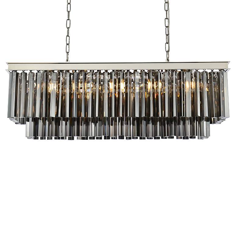 Image 7 Elegant Lighting Sydney 40" Nickel 12-Light Crystal Linear Chandelier more views