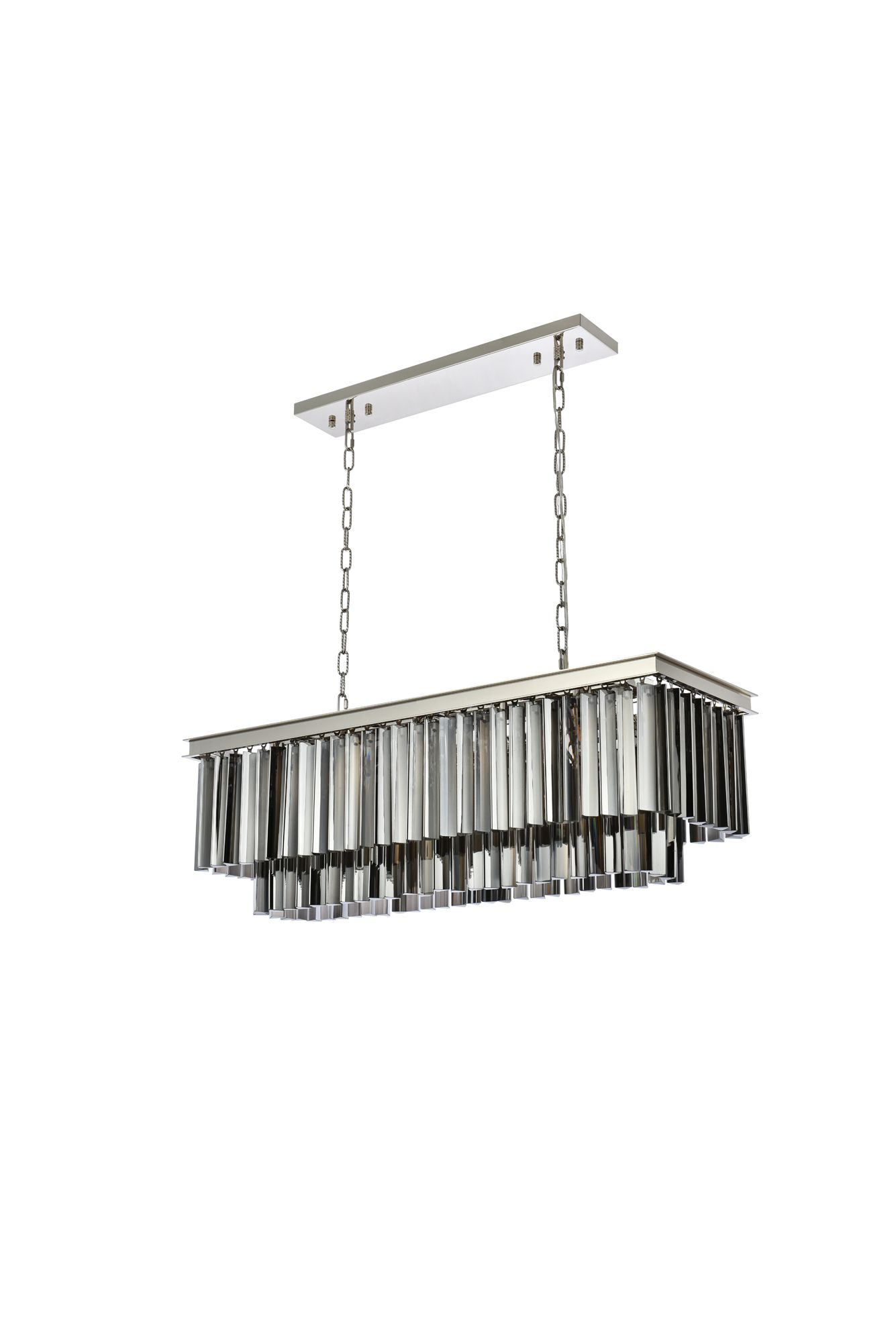 Elegant Lighting Sydney 40" Nickel 12-Light Crystal Linear Chandelier