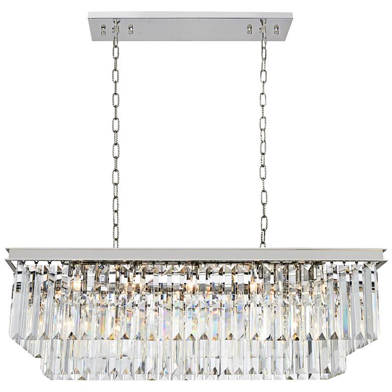 Image 2 Elegant Lighting Sydney 40" Wide Linear Nickel and Crystal Pendant