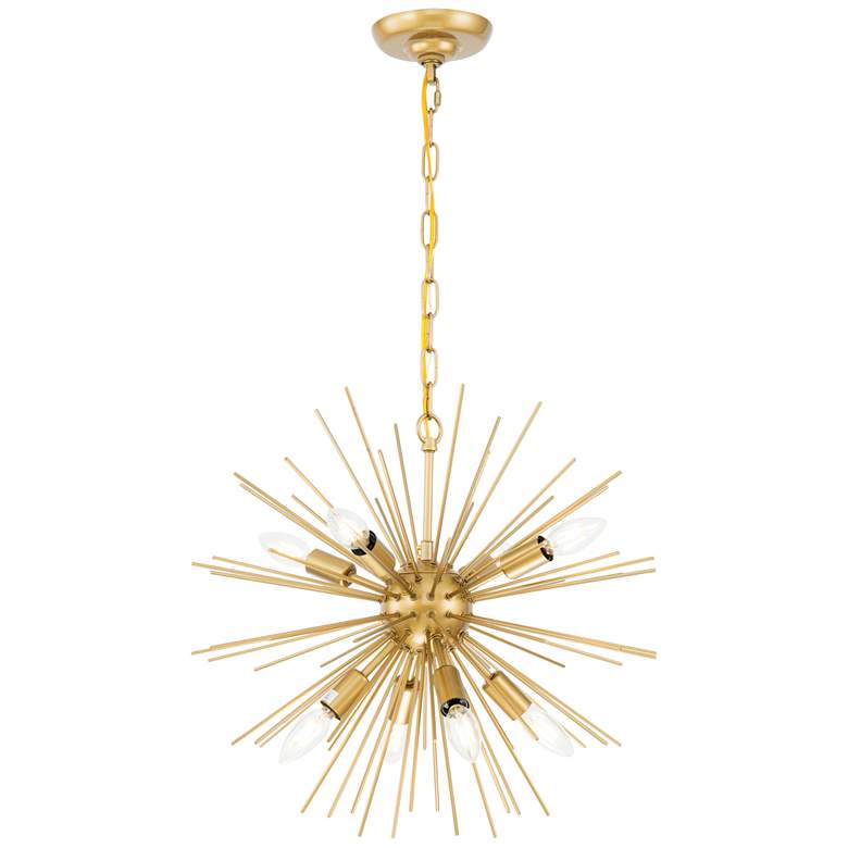 Image 1 Elegant Lighting Timber 20 inch Wide 8-Light Modern Brass Sputnik Pendant