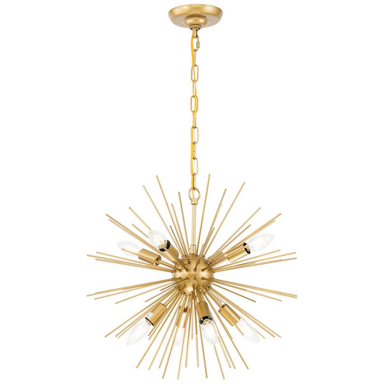 Image 2 Elegant Lighting Timber 20" Wide 8-Light Modern Brass Sputnik Pendant