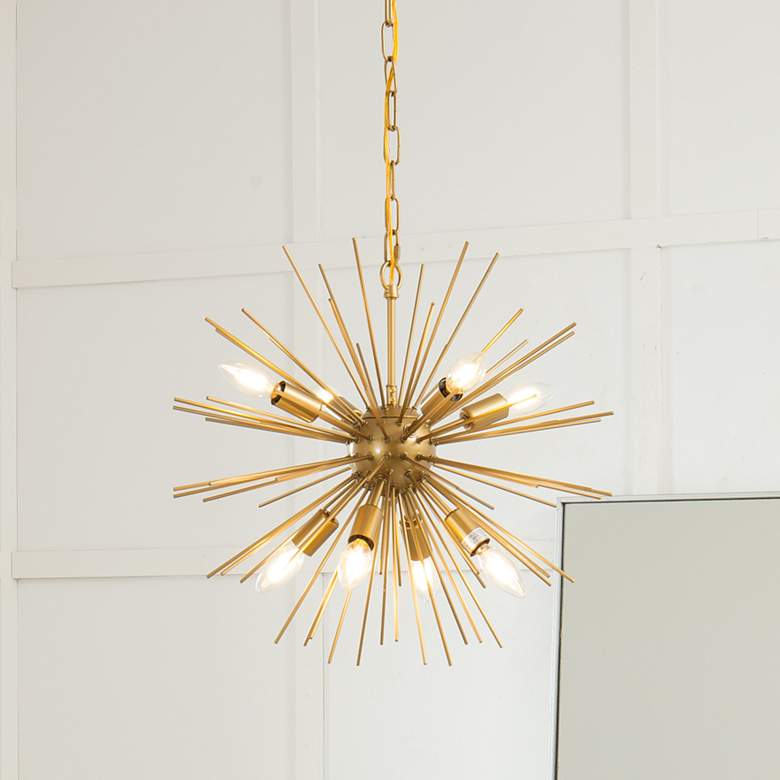 Image 1 Elegant Lighting Timber 20" Wide 8-Light Modern Brass Sputnik Pendant