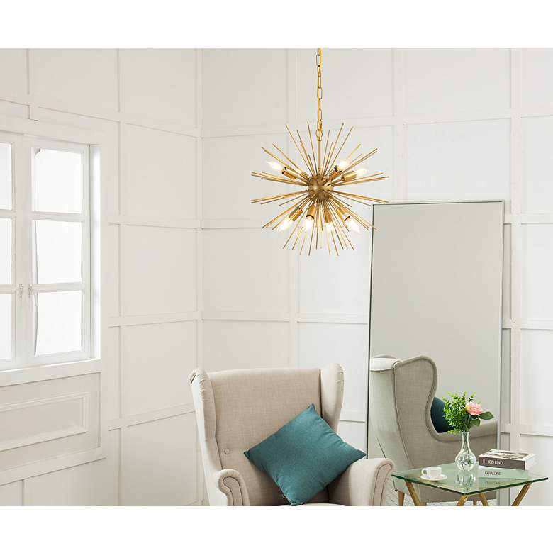 Image 3 Elegant Lighting Timber 20" Wide 8-Light Modern Brass Sputnik Pendant more views