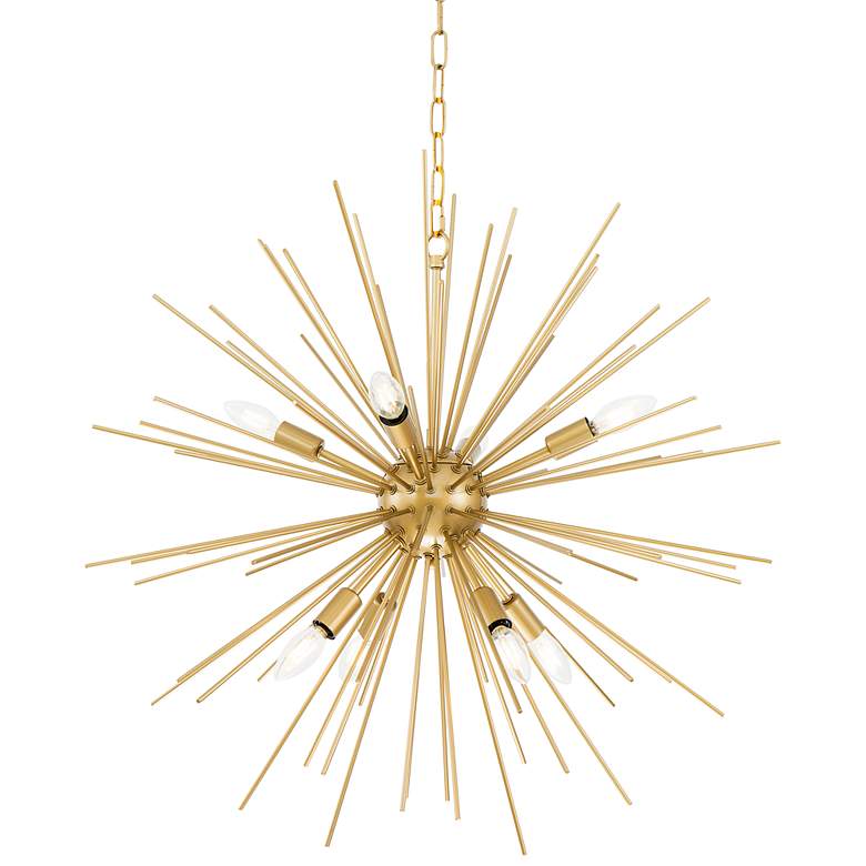 Image 3 Elegant lighting Timber 30 inch Wide Brass 8-Light Sputnik Pendant